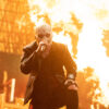 Slipknot um Sänger Corey Taylor spielen 2023 ein Konzert in Hamburg.